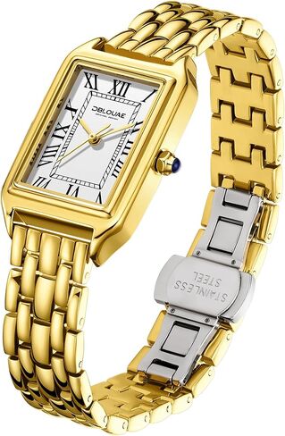 Women's Vintage Rectangular Watch, Elegant Roman Numeral Dial Quartz Watches for Women, Dainty Gold Ladies Watch, Birthday Watches Gifts in Saudi Arabia