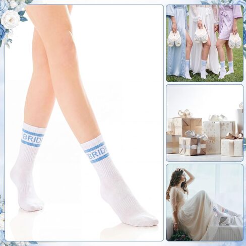 Unittype 2 Pack Bride to Be Gift Pearl Rhinestone Slippers Something Blue Socks for Bachelorette Wedding Bridal Shower Gift in Kuwait