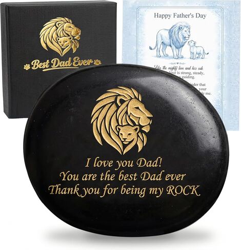 for Dad, Engraved Natural Stone “Dad Rock" Keepsake, Birthday Present from Daughter Son, Rock Gifts for Men, Unique Father Present with Card & Box, Grandpa Keepsake in Saudi Arabia