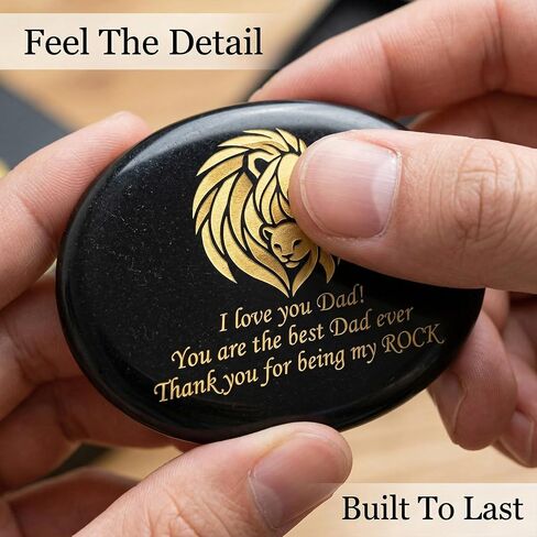 for Dad, Engraved Natural Stone “Dad Rock" Keepsake, Birthday Present from Daughter Son, Rock Gifts for Men, Unique Father Present with Card & Box, Grandpa Keepsake in Saudi Arabia