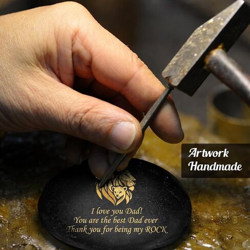 for Dad, Engraved Natural Stone “Dad Rock" Keepsake, Birthday Present from Daughter Son, Rock Gifts for Men, Unique Father Present with Card & Box, Grandpa Keepsake in Saudi Arabia