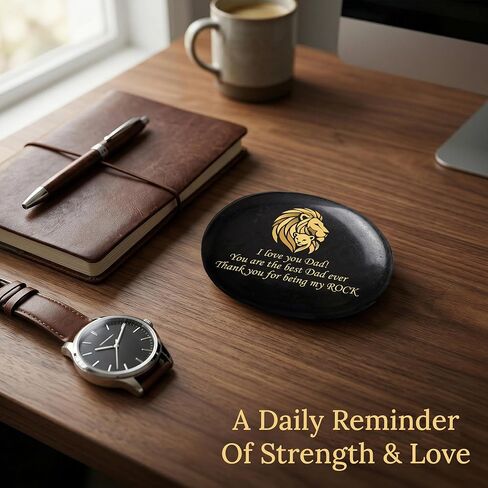 for Dad, Engraved Natural Stone “Dad Rock" Keepsake, Birthday Present from Daughter Son, Rock Gifts for Men, Unique Father Present with Card & Box, Grandpa Keepsake in Saudi Arabia