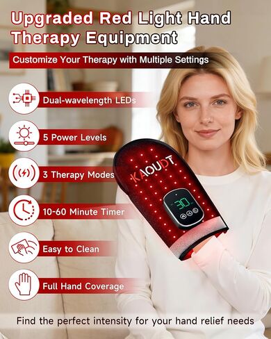 Cordless Red Light Therapy Glove for Hand, 5000mAh Rechargeable Dual-Sided 112 LEDs 660nm&850nm Infrared Light Therapy Device for Hand Fingers Wrist Joint Pain Relief (Black) in Saudi Arabia