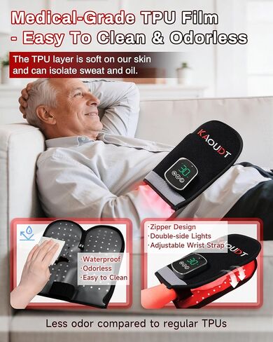 Cordless Red Light Therapy Glove for Hand, 5000mAh Rechargeable Dual-Sided 112 LEDs 660nm&850nm Infrared Light Therapy Device for Hand Fingers Wrist Joint Pain Relief (Black) in Saudi Arabia