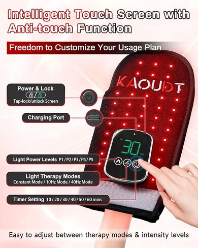 Cordless Red Light Therapy Glove for Hand, 5000mAh Rechargeable Dual-Sided 112 LEDs 660nm&850nm Infrared Light Therapy Device for Hand Fingers Wrist Joint Pain Relief (Black) in Saudi Arabia