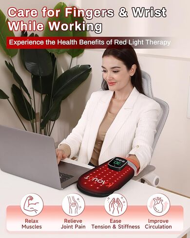 Cordless Red Light Therapy Glove for Hand, 5000mAh Rechargeable Dual-Sided 112 LEDs 660nm&850nm Infrared Light Therapy Device for Hand Fingers Wrist Joint Pain Relief (Black) in Saudi Arabia