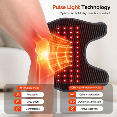 Red Light Therapy Knee Massager 660nm & 850nm, Heated Vibration Knee Brace Cordless Rechargeable 5000mAh, Timer & Pulse Modes for Knee Elbow Shoulder Joint Comfort Support Device in Saudi Arabia