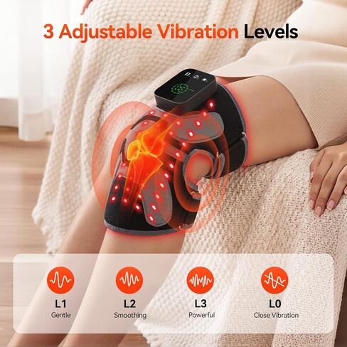 Red Light Therapy Knee Massager 660nm & 850nm, Heated Vibration Knee Brace Cordless Rechargeable 5000mAh, Timer & Pulse Modes for Knee Elbow Shoulder Joint Comfort Support Device in Saudi Arabia