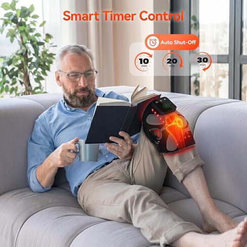 Red Light Therapy Knee Massager 660nm & 850nm, Heated Vibration Knee Brace Cordless Rechargeable 5000mAh, Timer & Pulse Modes for Knee Elbow Shoulder Joint Comfort Support Device in Saudi Arabia