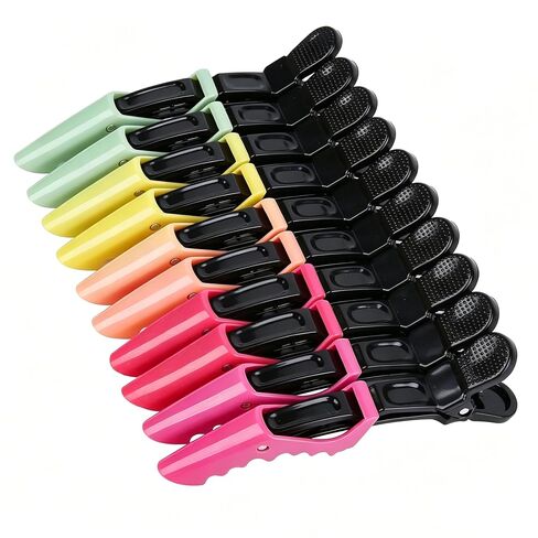 HH&LL Hair Clips for Women – Wide Teeth & Double-Hinged Design – Alligator Styling Sectioning Clips of Professional Hair Salon Quality - 10Pack (Black+White) in Kuwait