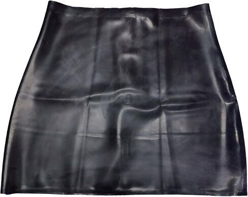 Black Latex Pencil Skirt Handmade,High Waist Rubber Mini Skirt with Back Zipper for Latex Lovers in Saudi Arabia