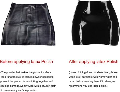 Black Latex Pencil Skirt Handmade,High Waist Rubber Mini Skirt with Back Zipper for Latex Lovers in Saudi Arabia