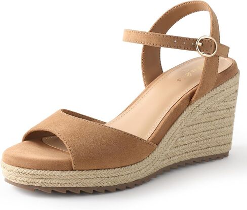 Ankis Espadrilles Wedges Sandals for Women Wedge Platform Sandals Heels Peep Open Toe Comfortable Ankle Strap Buckle Summer Wedge Heels in Kuwait