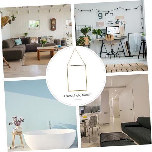 Sosoport Hanging Glass Photo Frame with Copper Accents Decorative Specimen Holder for Wall Display for Home Cafes and Unique Spaces for Friends and Family in Saudi Arabia