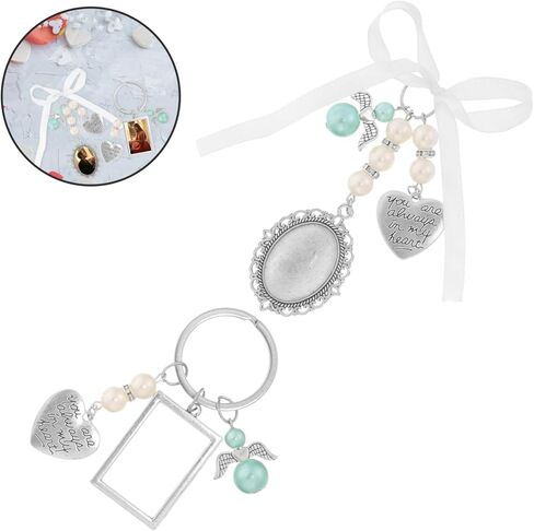 Vaguelly 2pcs DIY Photo Frame Pendant Settings for Wedding Bouquets Memorial Photo Charms Fashionable Picture Holders for Commemoration and Unique DIY Decor in Kuwait