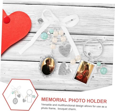 Vaguelly 2pcs DIY Photo Frame Pendant Settings for Wedding Bouquets Memorial Photo Charms Fashionable Picture Holders for Commemoration and Unique DIY Decor in Kuwait