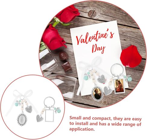 Vaguelly 2pcs DIY Photo Frame Pendant Settings for Wedding Bouquets Memorial Photo Charms Fashionable Picture Holders for Commemoration and Unique DIY Decor in Kuwait