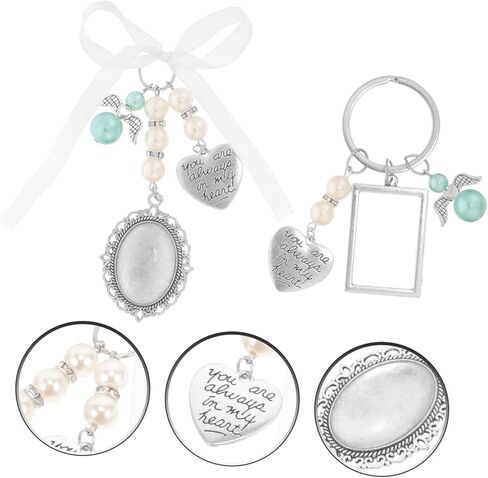 Vaguelly 2pcs DIY Photo Frame Pendant Settings for Wedding Bouquets Memorial Photo Charms Fashionable Picture Holders for Commemoration and Unique DIY Decor in Kuwait