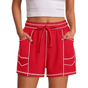 Nirovien Womens Sweat Shorts Baggy Drawstring Barrel High Waisted Shorts with Pockets Lounge Short Sweatpants in Saudi Arabia