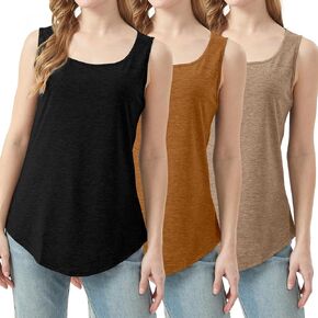 3 Pack Womens Tank Tops Undershirts Summer Sleeveless Basic Top 2026 Trendy Loose Fit Top Round Neck Casual Shirts Outfits in Saudi Arabia