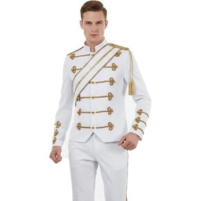 Men's Military Prince Jacket, 80s Retro Coat with Gold Embellishment Halloween Royal Theme Party Costume in Saudi Arabia