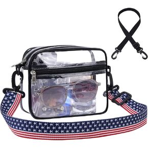 Stadium Clear Bag for Events, 12x6x12 Transparent Purse with 2 Replaceable Straps, Heavy Duty 0.4mm PVC Tote Handbag for Women, Concert Festival Sports Approved Crossbody Shoulder Bag in Saudi Arabia