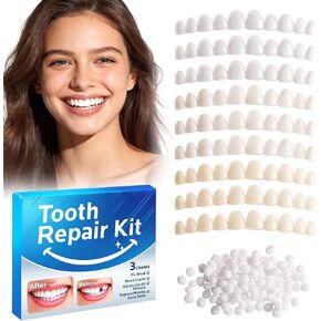 Temporary Tooth Repair Kit: Missing Tooth Replacement Kit Replace Missing or Broken Tooth Filling The Gap - Moldable False Teeth Come with 3 Shades 10 Size in Kuwait