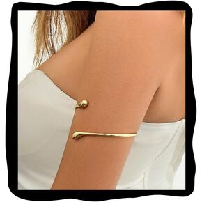 Quizzhe Minimalist Arm Cuff Geometric Upper Arm Cuff Adjustable Armband Simple Cuff Bangle Bracelet for Women Men (A-Gold), Universal, Gold,Silver in Saudi Arabia