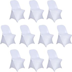 10 Ivory Spandex Stretchable Folding Chair Covers for Party Wedding Linens Decorations Dining Ceremony Reception Supplies Fit Durable Washable Reusable Elastic Slipcovers for Chairs Reception Supplies in Saudi Arabia