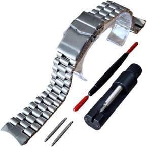 CSPS002 Solid President Stainless Steel Bracelet for Casio Duro MDV106 / MDV107 – 1.8mm.Spring Bar, V-Clasp Double Lock, Curved End Link Fit Stainless Steel in Saudi Arabia