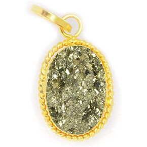 16.25 Ratti Natural Pyrite Pendant Genuine Stone Gold Plated Locket Pendant For Men And Women, pyrite, pyrite in Kuwait