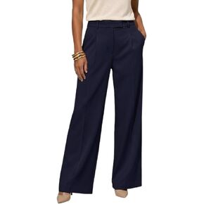 YesFashion Dress Pants Women High Waisted Pants Front Crease Business Casual Pants Work Office Trousers Pocketed Back Elastic in Saudi Arabia