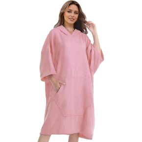 Surf Poncho Hooded Beach Towel, Quick Dry Terry Cloth, Extra Large Changing Robe with Pockets for Adults, Unisex Skin Pink Cover-Up for Swim, Bath, Beach, Gift for Swimmer Lovers in Saudi Arabia