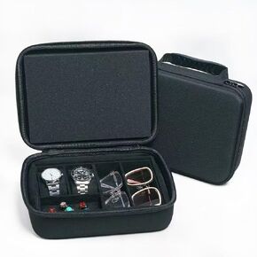 Large Portable Travel Jewelry Box Bracelet Display Holder with 2Rods for Watch Bangle Zippered Carrying Organizer Storage Bag Men Black in Saudi Arabia
