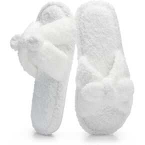 TUOBUQU Cute Bow Slippers for Women Fuzzy Open-toe Slippers Soft Comfy Memory Foam Indoor House Shoes in Saudi Arabia