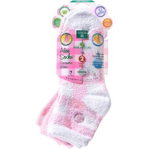 Earth Therapeutics Aloe Socks - Double Pack - PINK PLAID (2 Pairs) in Saudi Arabia