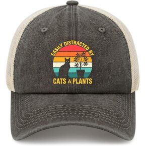 Easily Distracted By Plants & Cats Hat for Grandpa Stylish Washed Distressed in Kuwait