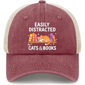 Easily Distract by Cats and Books Hat for Women Classic Washed Distressed in Kuwait