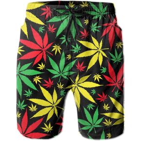 SARA NELL Men's Swim Trunks Reggae Rasta Marijuana Leaf Weed Surfing Beach Board Shorts Swimwear White in Saudi Arabia