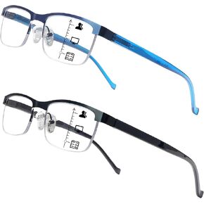 Progressive Multifocus Reading Glasses for Women and Men Metal Half Frame Anti Blue Light Multifocus Readers in Saudi Arabia