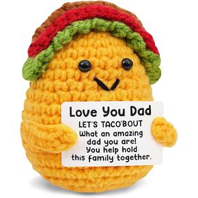Fathers Day Dad Gifts from Daughter Son Wife - Handmade Positive Crochet Taco Plush, Funny Stepdad Bonus Dad Papa Father’s Day Birthday Gifts, Best Dads Ever Gift, First I Love You Gift for New Dads in Saudi Arabia