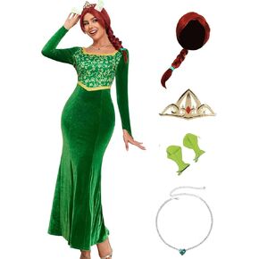 PAINEOMN Princess Costume for Women Princess Dress Adult Long Sleeves Green Dress Gown Dress Halloween Cosplay Party Outfit in Saudi Arabia