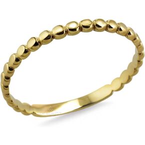 LA BLINGZ Dainty Solid Gold Beaded Ring Band for Women – 10K/14K Stackable Yellow, White & Rose Gold Ring – Delicate Minimalist Jewelry in Saudi Arabia