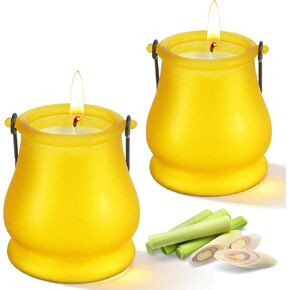Citronella Candles Outdoor, 2 Pack 20oz Soy Wax Large Citronella Candles, 120 Hours Long Lasting Lemongrass Jar Candles Lantern for Patio Garden Camping Balcony Backyard Home, Summer Gift in Saudi Arabia