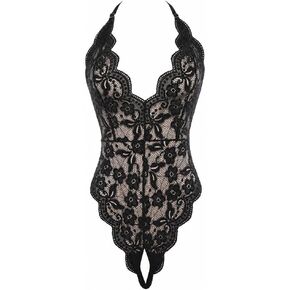 Sexy Lingerie for Women Hollow Out Floral Lace Bodysuit One Piece Lingerie Tight Open Cut Deep V Teddy Underwear in Saudi Arabia