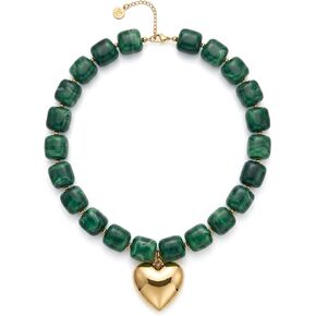 Chunky Heart Necklaces, Colorful Resin Necklace, Heart Statement Necklace Trendy, Summer Vacation for Women, Birthday, Mothers Day in Saudi Arabia