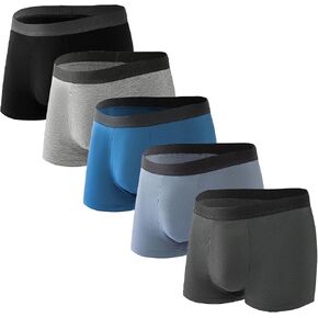 Men's Underwear Boxer Briefs Comfortable Breathable Bamboo Viscose Fiber with 3D Expansion Pouch Design 5 Packs in Saudi Arabia