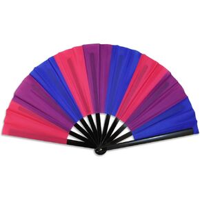 Flags Importer Bisexual X-Large Hand Fan - For Parties, Events, Raves, Indoor, Outdoor Use - 25" Wide Foldable Hand Fan Pride in Saudi Arabia