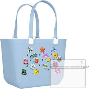 X-Large Rubber Beach Bag Travel Tote Bag with Waterproof Zipper Pocket, Washable Durable Rubber Beach Tote Mom gift in Saudi Arabia