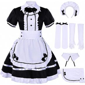 Anime Maid Cosplay Dress Set for Women Cute Waitress Outfit with Accessories for Masquerade and Theme Parties in Kuwait